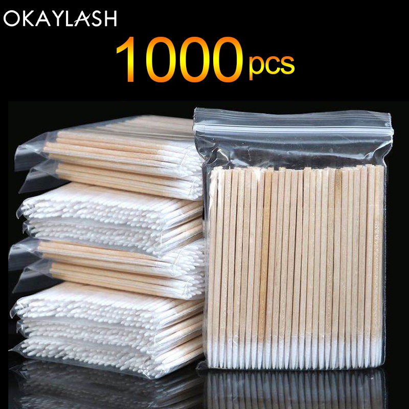Eyelash Extension Wholesale - 1000pcs Wholesale Disposable Wooden Micro Cotton