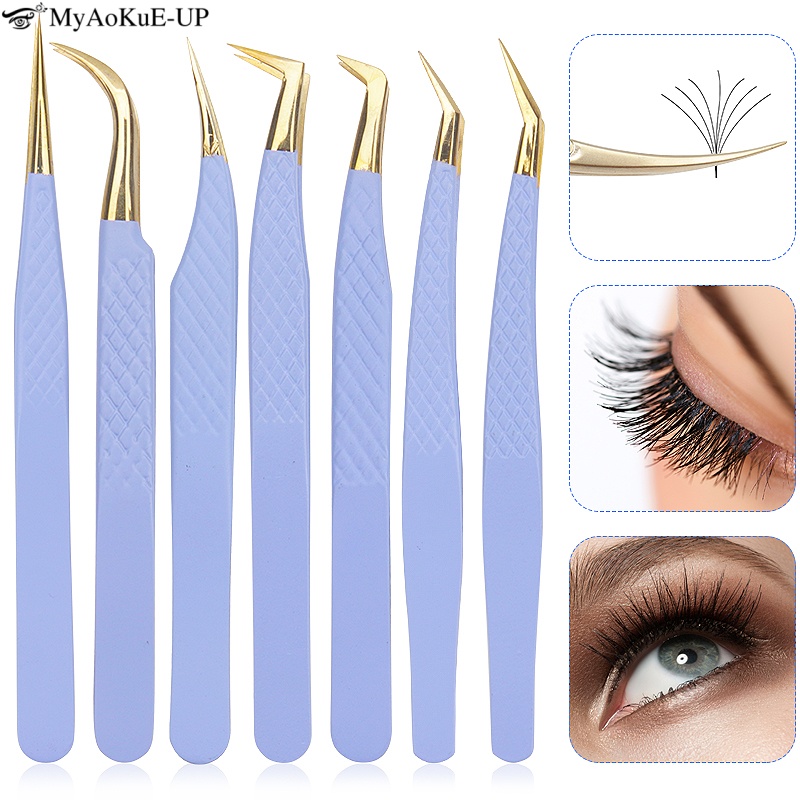 Refill Eyelash Extension - Purple Stainless Steel Eyelash Extension Tweezers
